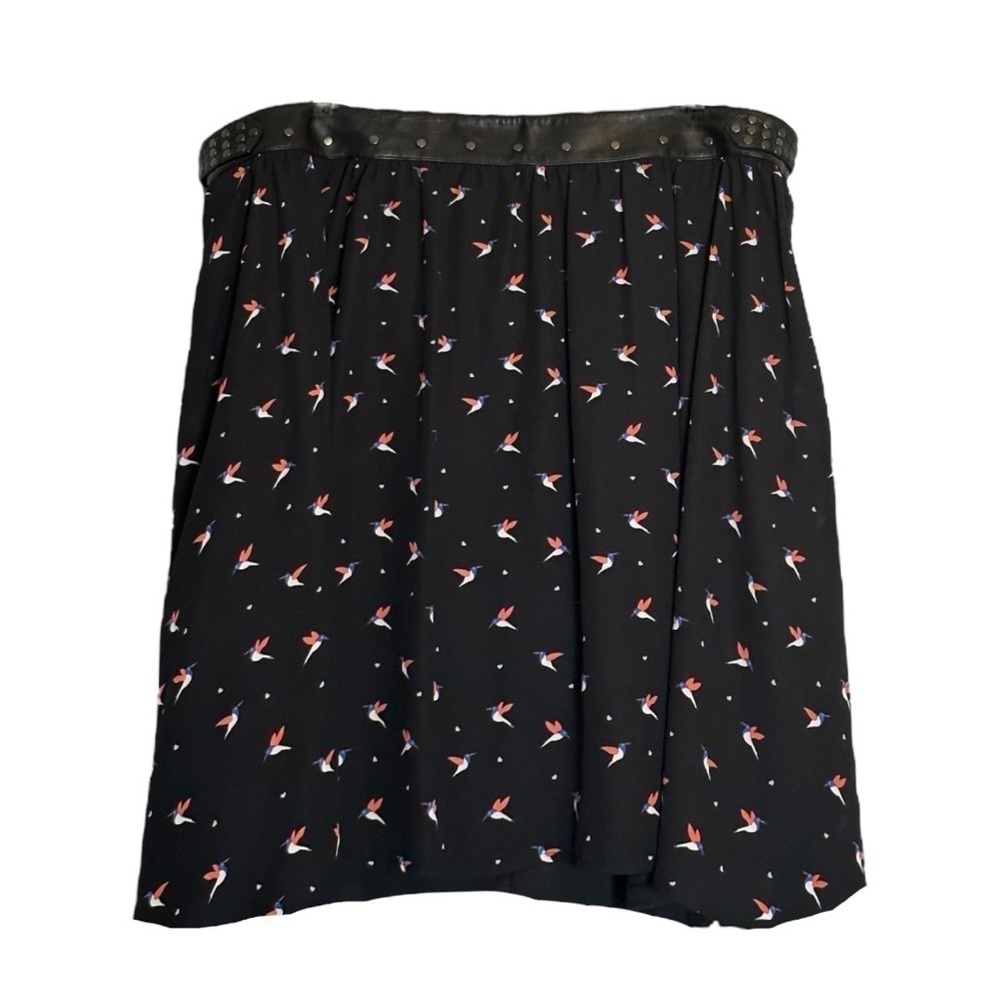 Torrid Hummingbird Print Faux Leather A-Line Skater Skirt Size
